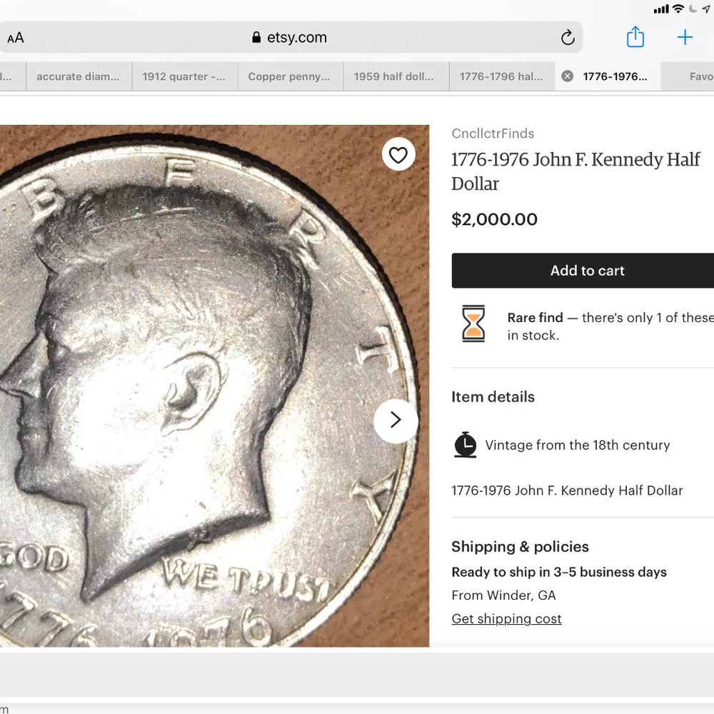 1776-1976 John F. Kennedy half dollar